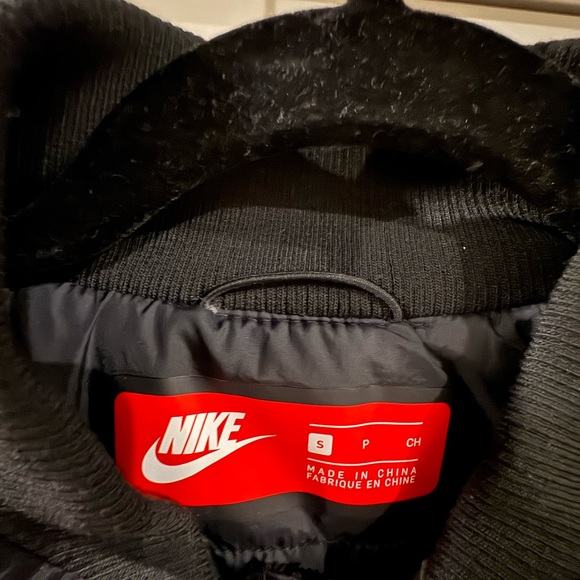 Women's Nike Air Woven Black Insulated Pilot Flight Bomber Zip Up Jacket Sz S! - Picture 4 of 13